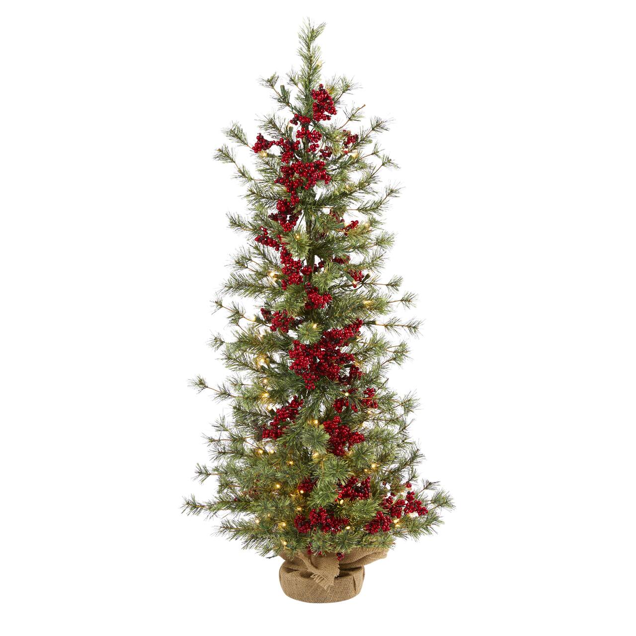 4ft. Pre-Lit Berry & Pine Artificial Christmas Tree, Warm White Lights